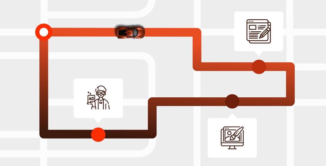 Graphic design showing a vehicle route