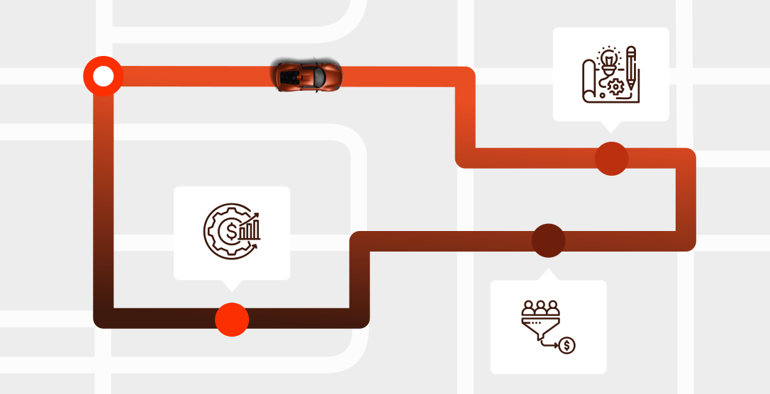 Graphic design showing a vehicle route